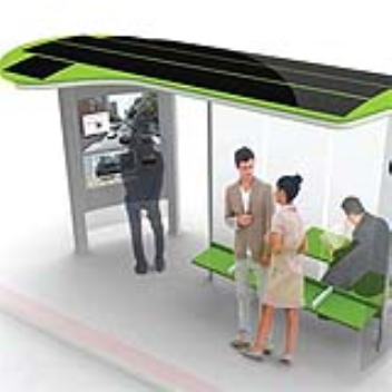 Bus shelters with solar panels