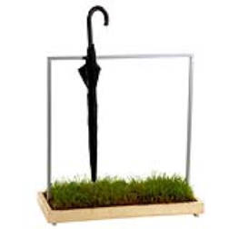 Umbrella stand that uses runoff to water plants