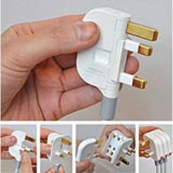 three-pin plug that can be folded flat