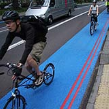 London's new bike lanes, branded with Barclays blue