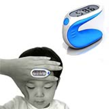 Thermometer which is used between the fingers for placing your hand on the forehead