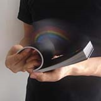 A flip book which shows a rainbow