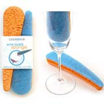 elongated shaped sponge for cleaning champagne glasses