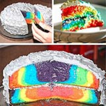 Multicoloured layered cake