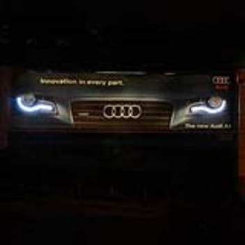 Billboard with LED headlights