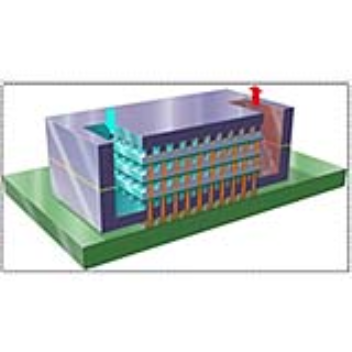 Water cooling done by pumping water through each layer