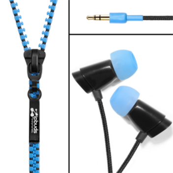 earbuds incorporated into a zipper