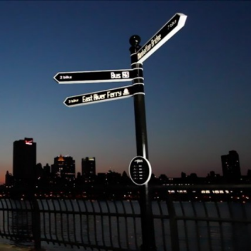 Points is an internet-connected street sign that pulls data from social media and spins 360 degrees to aim in the direction of any location or event