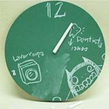 Clock with a chalkboard surface for notes