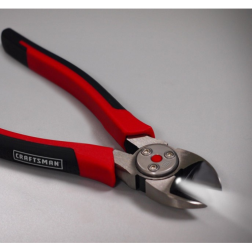 Lighted Pliers feature a center hub with an LED that focuses light directly on the work surface