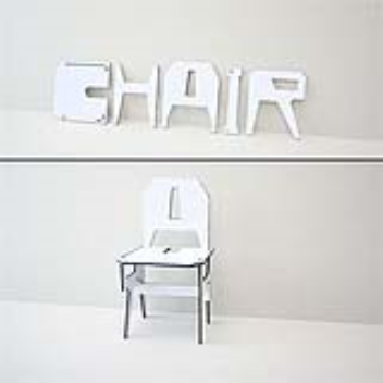 Construct a chair by assembling the redesigned letters