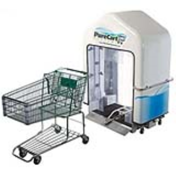 Device for sanitizing shopping carts