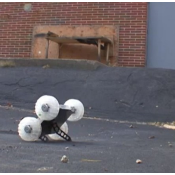 The Sand Flea robot rears up in preparation for launch