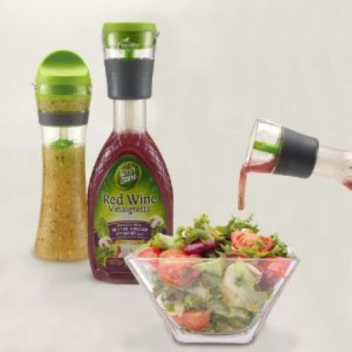 Salad dressing bottle lid helps dose the salad dressing