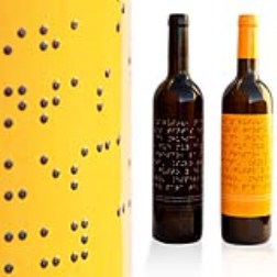 Wine label which is printed in braille