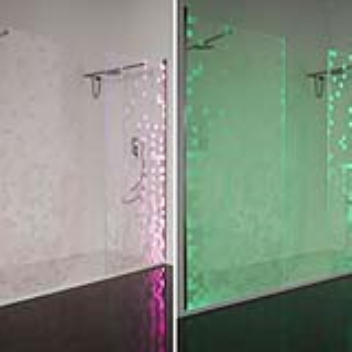 Shower door with LEDs