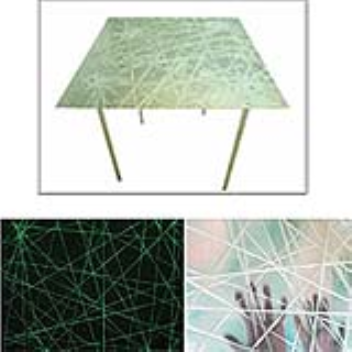 Ultra thin table made of fibreglass threads