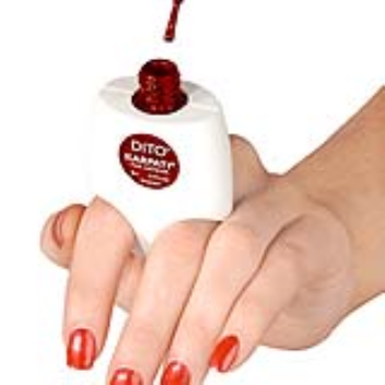 Nail polish bottle that slips over the fingers