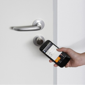 The ShareKey app uses NFC to lock and unlock doors