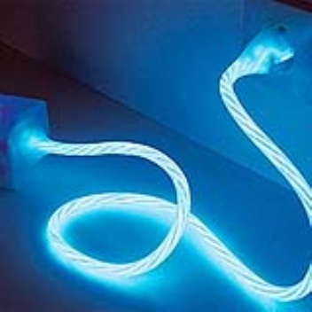 When electricity is flowing through the cable, it glows and pulses