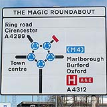 Roundabout with 5 smaller roundabouts