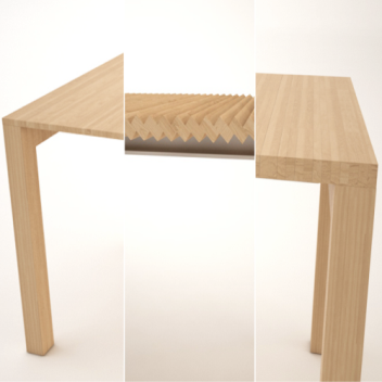 Venetian blind-style extendable table