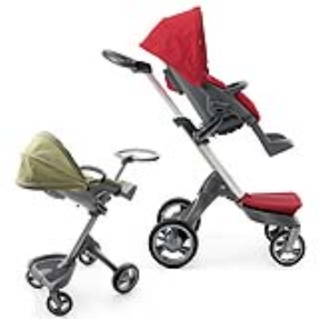 Stokke Xplory stroller lifts child higher from the ground closer to you and away from exhaust fumes