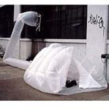 Inflatable shelter that utilizes the ventilation systems from buildings