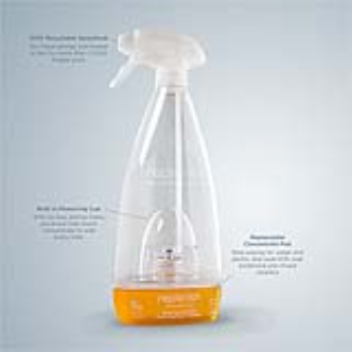 A spray bottle that can easily be filled with concentrated cleaning solution