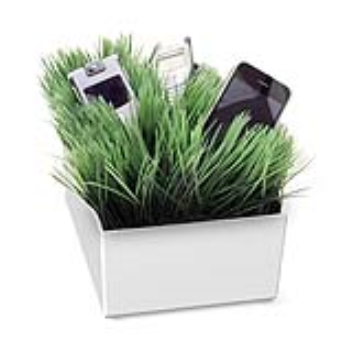 Charging station with plastic grass to hide all the cables