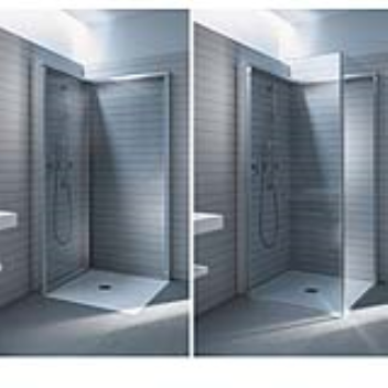 shower folds against wall and creates more space