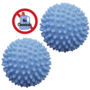 Plastic balls with different shaped studs that help soften the wash and reduce drying time