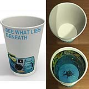 Cups with a coating that react to water