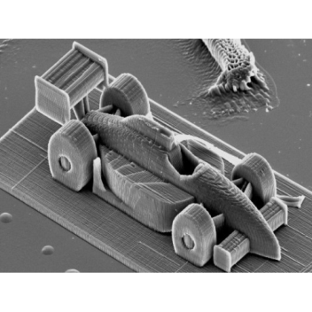 A 285-micrometer Indy car printed with two-photon lithography