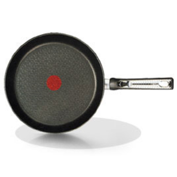 The red spot in the center of the Tefal pan turns a bright red when the pan is hot